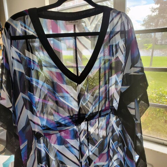 Calvin Klein Swim CoverUp Kimono Lightweight Transparent Tie Waist - Picture 10 of 15